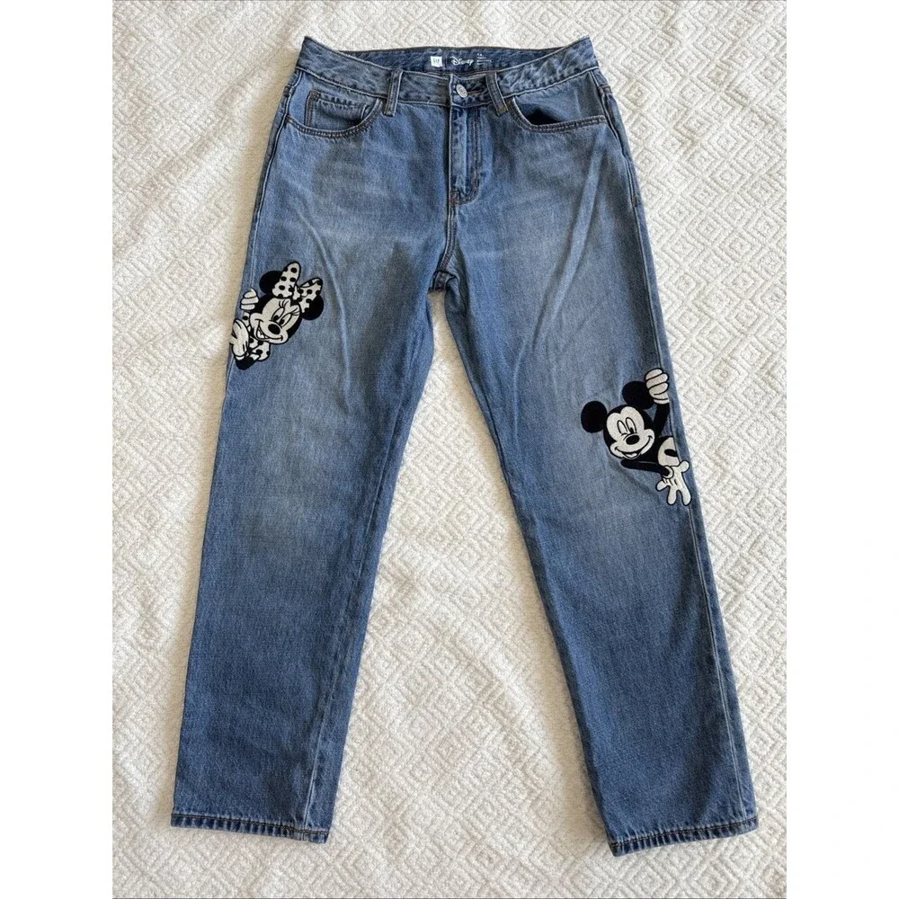 Girl's 2017 Gap Disney Girlfriend Jeans Mickey Minnie Mouse Size 14